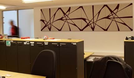 Twister akustikmoduler i filt hos Kbh. Energi